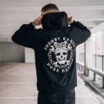 Skull Nobody Cares Work Harder Printed Men's Casual Hoodie