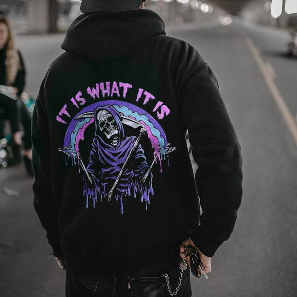 It's What It Is Skull Printed Men's Hoodie