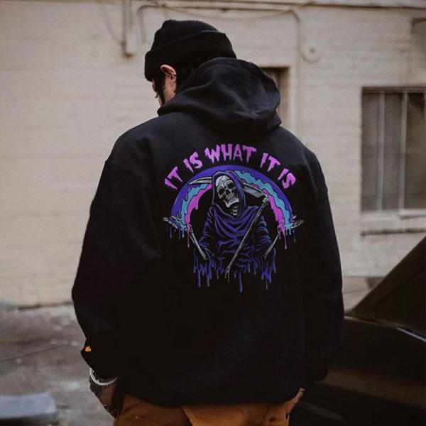 It's What It Is Skull Printed Men's Hoodie