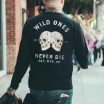 Skull letter designer long sleeve t-shirt